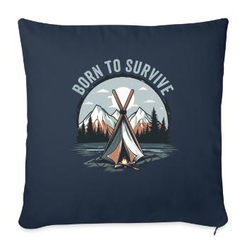 Bushcrafting en plein air né pour survivre - Housse de coussin décorative 45 x 45 cm - bleu marine - Devant