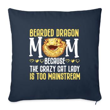 Dragon barbu Maman barbue - Housse de coussin décorative 45 x 45 cm - bleu marine - Devant