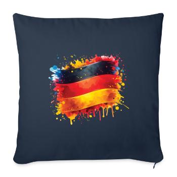 Drapeau Allemagne Drapeau pour les fans de sport - Housse de coussin décorative 45 x 45 cm - bleu marine - Devant
