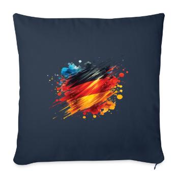 Drapeau Allemagne Drapeau pour les fans de sport - Housse de coussin décorative 45 x 45 cm - bleu marine - Devant