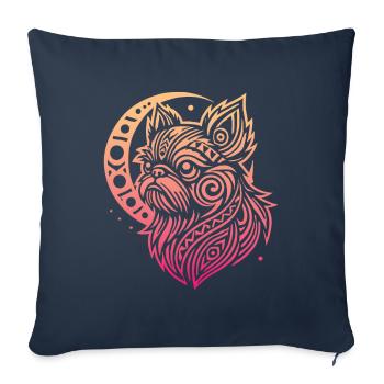 Brussels Griffon Tribal Moon Phases - Sofa pillowcase 17,3'' x 17,3'' (45 x 45 cm) - navy - Front