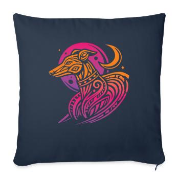 Greyhound Greyhound Tribal Phases de lune - Housse de coussin décorative 45 x 45 cm - bleu marine - Devant