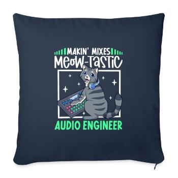 Cat at the mixing desk - sound engineer - Sofa pillowcase 17,3'' x 17,3'' (45 x 45 cm) - navy - Front