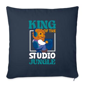 Lion at the mixing desk - sound engineering - Sofa pillowcase 17,3'' x 17,3'' (45 x 45 cm) - navy - Front