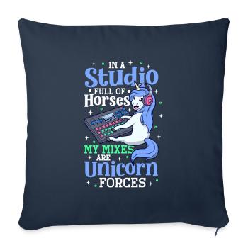 Unicorn Forces at the Mixing Desk - Sound Engineer - Sofa pillowcase 17,3'' x 17,3'' (45 x 45 cm) - navy - Front