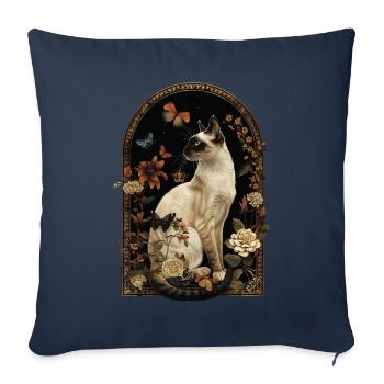 Chat balinais - Housse de coussin décorative 45 x 45 cm - bleu marine - Devant