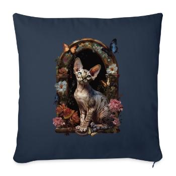 Devon Rex Cat - Sofa pillowcase 17,3'' x 17,3'' (45 x 45 cm) - navy - Front