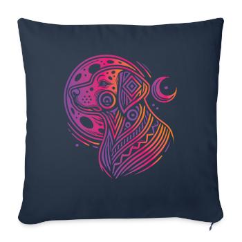 Phases de lune tribales dalmates - Housse de coussin décorative 45 x 45 cm - bleu marine - Devant