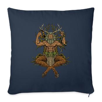 Dieu de la mythologie celtique - Cernunnos - Housse de coussin décorative 45 x 45 cm - bleu marine - Devant