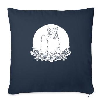Lama Llama Wilde Blumen Floral Moon - Sofakissenbezug 45 x 45 cm - Navy - Vorne
