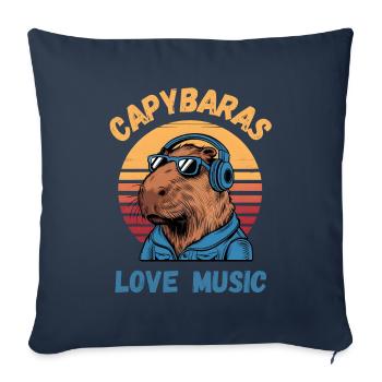 Capybaras love music - Sofa pillowcase 17,3'' x 17,3'' (45 x 45 cm) - navy - Front