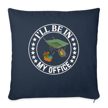 Je serai dans mon bureau le jardin travaille avec des fleurs - Housse de coussin décorative 45 x 45 cm - bleu marine - Devant