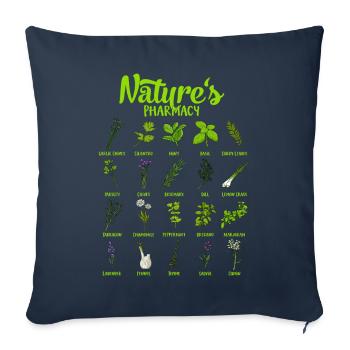 Pouvoirs de guérison de la nature - herbes - Housse de coussin décorative 45 x 45 cm - bleu marine - Devant