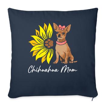 Chihuahua Maman Drôle Chien Amoureux des animaux - Housse de coussin décorative 45 x 45 cm - bleu marine - Devant