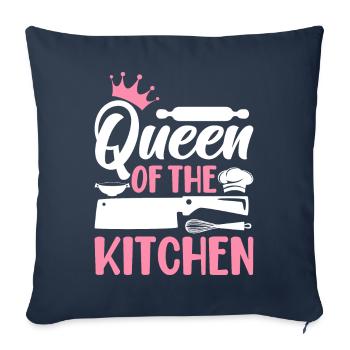 Chef cuisinier Femme Reine de la Cuisine - Housse de coussin décorative 45 x 45 cm - bleu marine - Devant