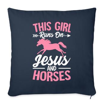 Cette fille marche sur Jésus Cavalier Cavalier - Housse de coussin décorative 45 x 45 cm - bleu marine - Devant