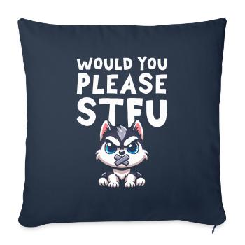 Husky sibérien taisez-vous s’il vous plaît taisez-vous - Housse de coussin décorative 45 x 45 cm - bleu marine - Devant