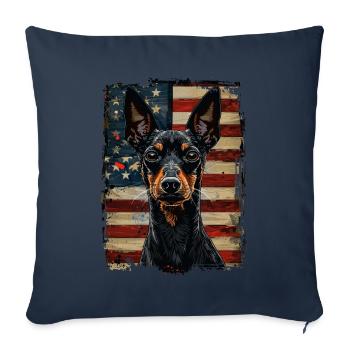 Manchester Terrier Amérique États-Unis - Housse de coussin décorative 45 x 45 cm - bleu marine - Devant