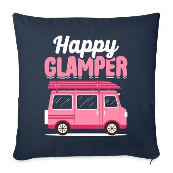 Camping Glamping Motorhome Camper Happy Glamper - Sofa pillowcase 17,3'' x 17,3'' (45 x 45 cm) - navy - Front
