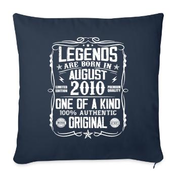 Légendaire depuis août 2010 - Millésime Août 2010 - Housse de coussin décorative 45 x 45 cm - bleu marine - Devant