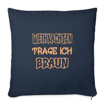 Noël Je Porte Marron Disant Couleur Marron - Housse de coussin décorative 45 x 45 cm - bleu marine - Devant