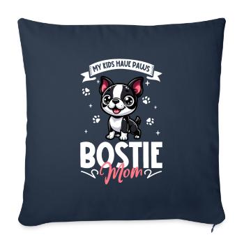 Boston Terrier Mom - Sofa pillowcase 17,3'' x 17,3'' (45 x 45 cm) - navy - Front
