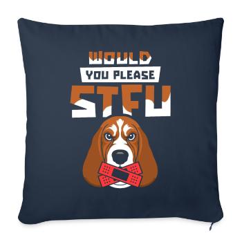 Bassett Dog tais-toi S’il te plaît Tais-toi - Housse de coussin décorative 45 x 45 cm - bleu marine - Devant