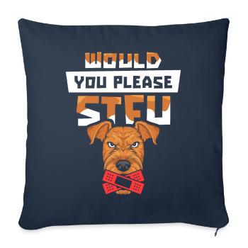 Airedale Terrier tais-toi s’il vous plaît Tais-toi - Housse de coussin décorative 45 x 45 cm - bleu marine - Devant