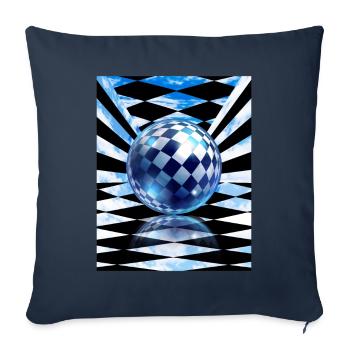 Frutiger Aero Aesthetic Tech Checkered Room Orb Sk - Sofa pillowcase 17,3'' x 17,3'' (45 x 45 cm) - navy - Front