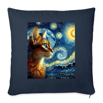 Abyssinian Orange Cat Starry Night Painting - Sofa pillowcase 17,3'' x 17,3'' (45 x 45 cm) - navy - Front