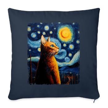 Abyssinian Orange Cat Starry Night Painting - Sofa pillowcase 17,3'' x 17,3'' (45 x 45 cm) - navy - Front