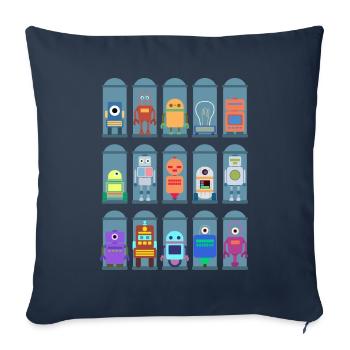 Robot Types Cute Robotics Technology - Sofa pillowcase 17,3'' x 17,3'' (45 x 45 cm) - navy - Front