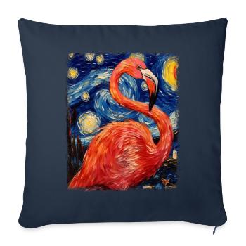 Flamingo Starry Night Painting - Sofa pillowcase 17,3'' x 17,3'' (45 x 45 cm) - navy - Front