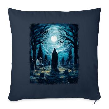 Ghost Cemetery Spooky Starry Night Painting - Sofa pillowcase 17,3'' x 17,3'' (45 x 45 cm) - navy - Front