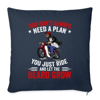 Motorcycle Beard Biker Full Beard Bike Rocker - Housse de coussin décorative 45 x 45 cm - bleu marine - Devant