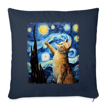 Abyssinian Orange Cat Starry Night Painting - Sofa pillowcase 17,3'' x 17,3'' (45 x 45 cm) - navy - Front