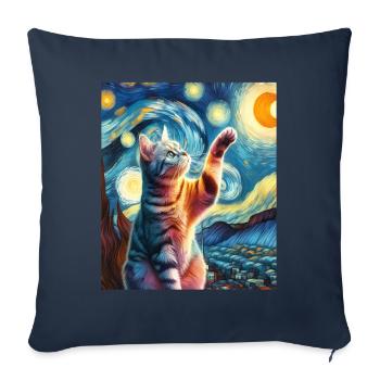 Chat américain à poil court Peinture de nuit étoilée - Housse de coussin décorative 45 x 45 cm - bleu marine - Devant