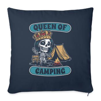 Tent Camping Camping Skeleton Queen Of Camping - Sofa pillowcase 17,3'' x 17,3'' (45 x 45 cm) - navy - Front