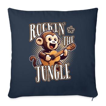 Rockin' The Jungle: Lustiger Affe mit Gitarre - Sofakissenbezug 45 x 45 cm - Navy - Vorne