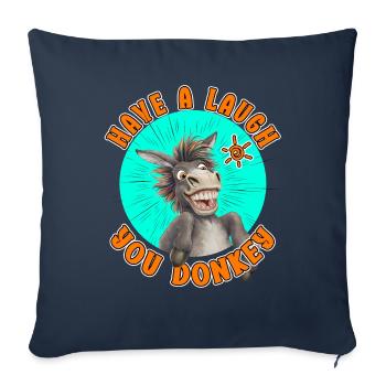 Riez de l’âne : Drôle d’âne - Housse de coussin décorative 45 x 45 cm - bleu marine - Devant