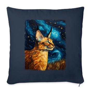 Big Floppa Karakal Cat Meme Starry Night Painting - Sofa pillowcase 17,3'' x 17,3'' (45 x 45 cm) - navy - Front