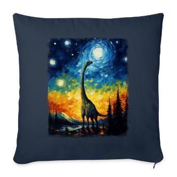 Brachiosaure dinosaure Nuit étoilée Peinture - Housse de coussin décorative 45 x 45 cm - bleu marine - Devant