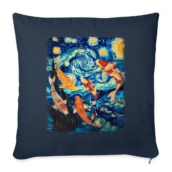 Koi Fish Carp Nishikigoi Japan Starry Night Ma - Sofa pillowcase 17,3'' x 17,3'' (45 x 45 cm) - navy - Front