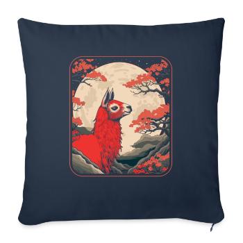 Lama Llama Japan Cherry Blossom Moon - Sofakissenbezug 45 x 45 cm - Navy - Vorne