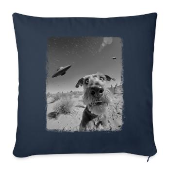 Airedale Terrier Chien OVNI Alien Alien Sel - Housse de coussin décorative 45 x 45 cm - bleu marine - Devant