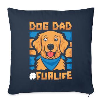 Golden Retriever Père Chien Papa Pour La Vie - Housse de coussin décorative 45 x 45 cm - bleu marine - Devant