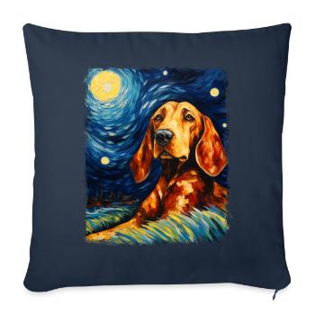 Coonhound chien Nuit étoilée Peinture - Housse de coussin décorative 45 x 45 cm - bleu marine - Devant