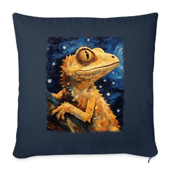 Lézard à crête Peinture de nuit étoilée - Housse de coussin décorative 45 x 45 cm - bleu marine - Devant