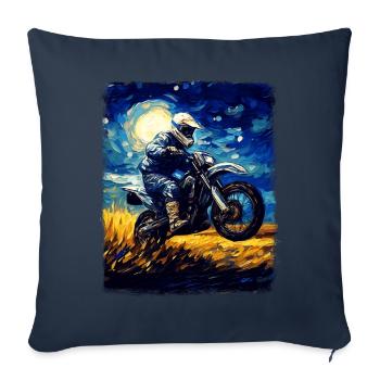 moto tout-terrain motocross moto tout-terrain motard nuit étoilée - Housse de coussin décorative 45 x 45 cm - bleu marine - Devant