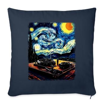 Dj Disc Jockey Turntable Starry Night Painting - Sofa pillowcase 17,3'' x 17,3'' (45 x 45 cm) - navy - Front